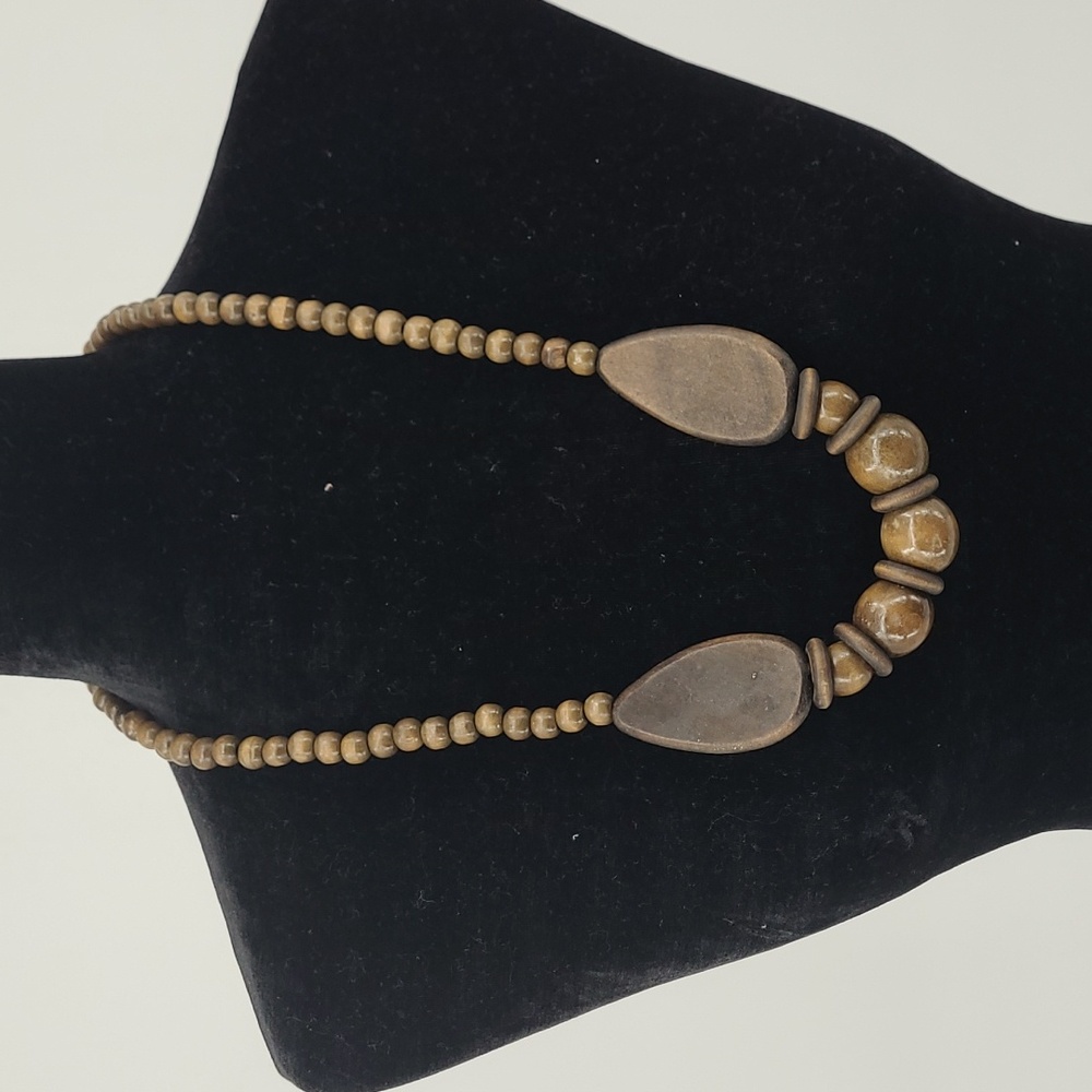 Wood Beaded Necklace -15"